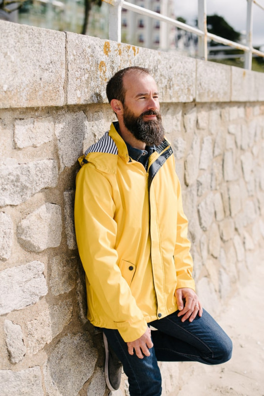 ciré imperméable capuche amovible jaune pour homme