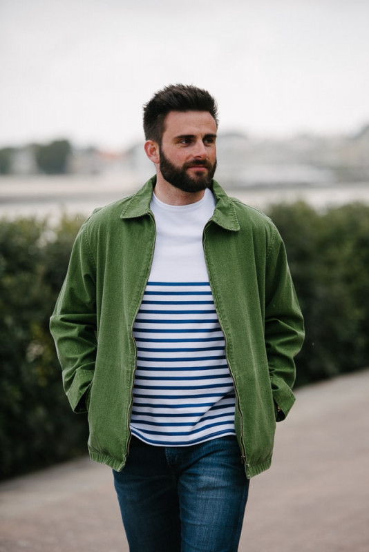 blouson en toile vert délavé pour homme