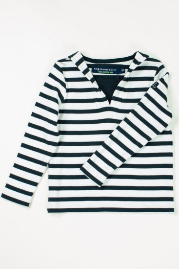 marinière bio col marin bleu marine blanc pour enfant