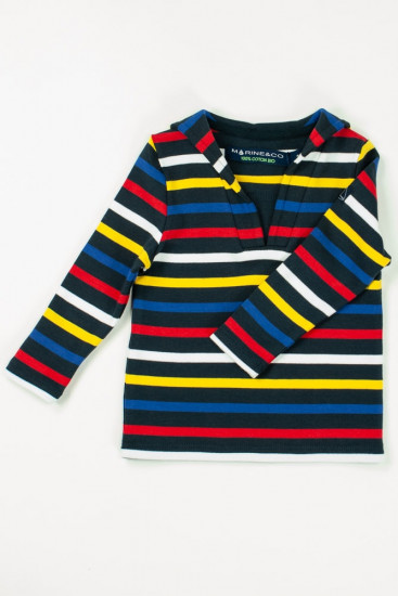 marinière bio col marin bleu marine blanc pour enfant