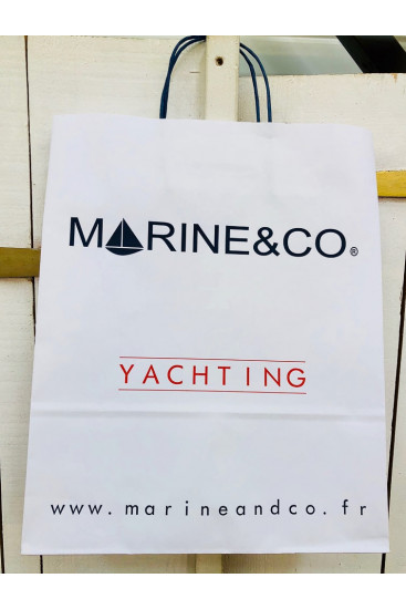 Nos 3 tailles de sacs en kraft blanc marineandco en sigle yachting en rouge