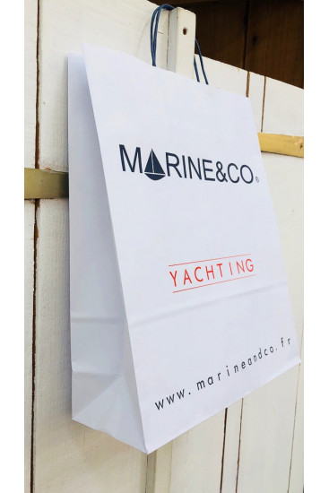 Nos 3 tailles de sacs en kraft blanc marineandco en sigle yachting en rouge