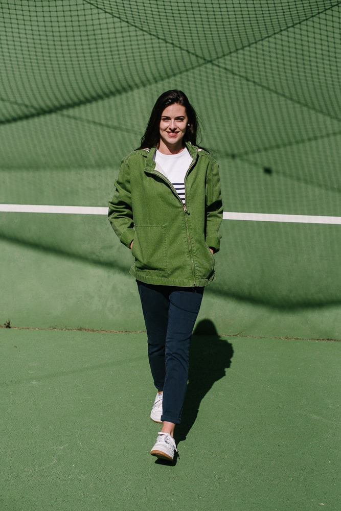 blouson en toile vert délavé pour femme